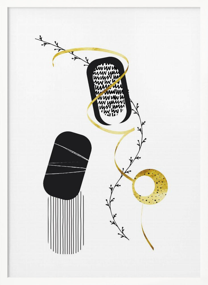 Black & White Abstract No. 1 | gold Poster